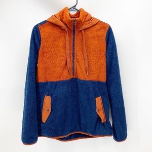 Marmot Homestead pullover fleece orange blue hooded camping outdoor oversized